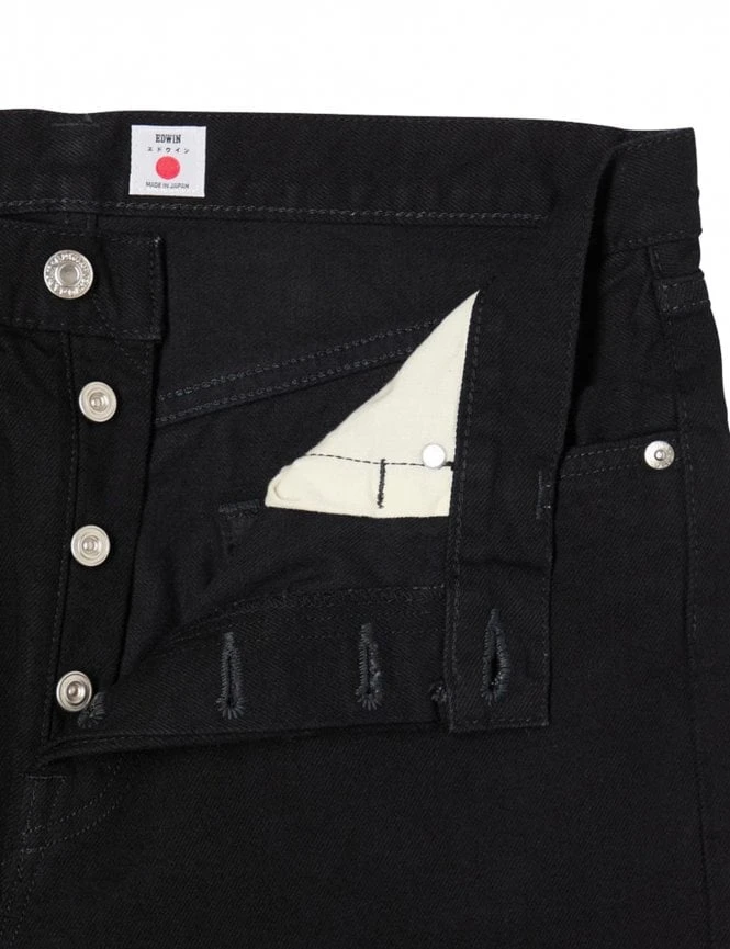 Slim Tapered Kaihara Stretch Jeans - Black Unwashed 5 Slim Tapered Kaihara Stretch Jeans - Black Unwashed - Image 3