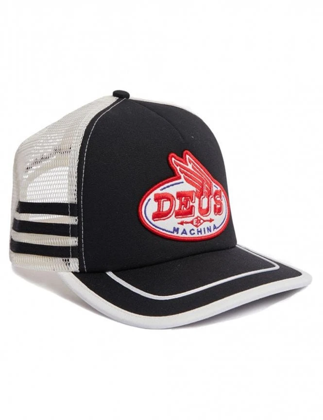 Deus Ex Machina Slipstream Trucker Hat – All Black Arched Logo Mesh Snapback 3 Deus Ex Machina Slipstream Trucker Hat – All Black Arched Logo Mesh Snapback