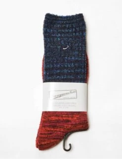 Anonymous Ism Navy Splash 2 Panel Crew Socks – Multi-Colored Textured Cotton