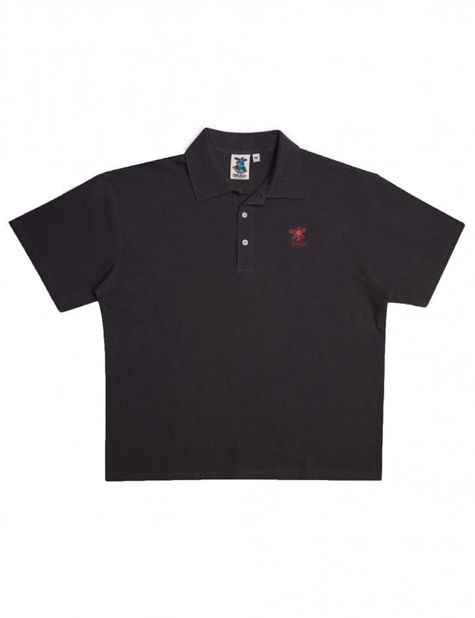 Deus Ex Machina Stokes Record Polo Tee - Anthracite 3 Deus Ex Machina Stokes Record Polo Tee - Anthracite