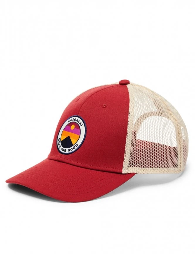 Cotopaxi Sunny Side Trucker Hat - Currant Red with Cream Mesh Snapback 3 Cotopaxi Sunny Side Trucker Hat - Currant Red with Cream Mesh Snapback