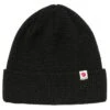 Fjallraven Tab Beanie Hat in Black – Recycled Waffle-Knit Cuffed Beanie -Fatbuddha Store tab beanie hat black p33375 112561 medium