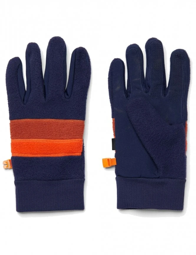Cotopaxi Teca Fleece Gloves in Maritime - Repurposed Polyester with Multi-Colored Striped Cuffs 3 Cotopaxi Teca Fleece Gloves in Maritime - Repurposed Polyester with Multi-Colored Striped Cuffs