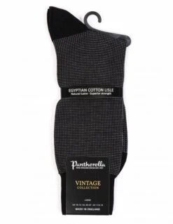 Pantherella Tewkesbury 3 Colour Birdseye Socks - Black & Contrast Details