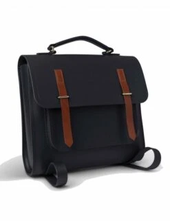 The Cambridge Satchel Company Messenger Backpack - Navy with Tan Bridle Leather - Professional Leather Rucksack -Fatbuddha Store the messenger backpack navy tan bridle p32884 111882 medium