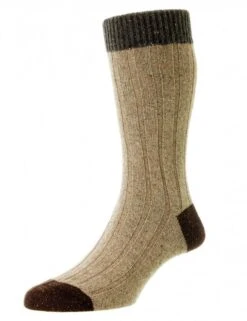 Pantherella Thornham 6x2 Rib Heavy-Gauge Wool Socks - Natural Marl -Fatbuddha Store thornham 6x2 rib socks natural marl p27451 95246 medium