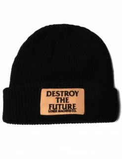 Loser Machine Token Beanie Black – 'Destroy The Future' Embroidered Knit Hat