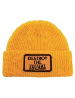 Loser Machine Gold Token Beanie Hat – Eagle Logo Cuffed Knit Cap