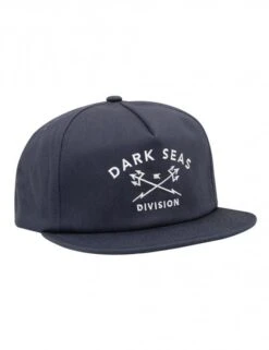 Dark Seas Navy Trident Patch - Flat Bill Structured Snapback Hat