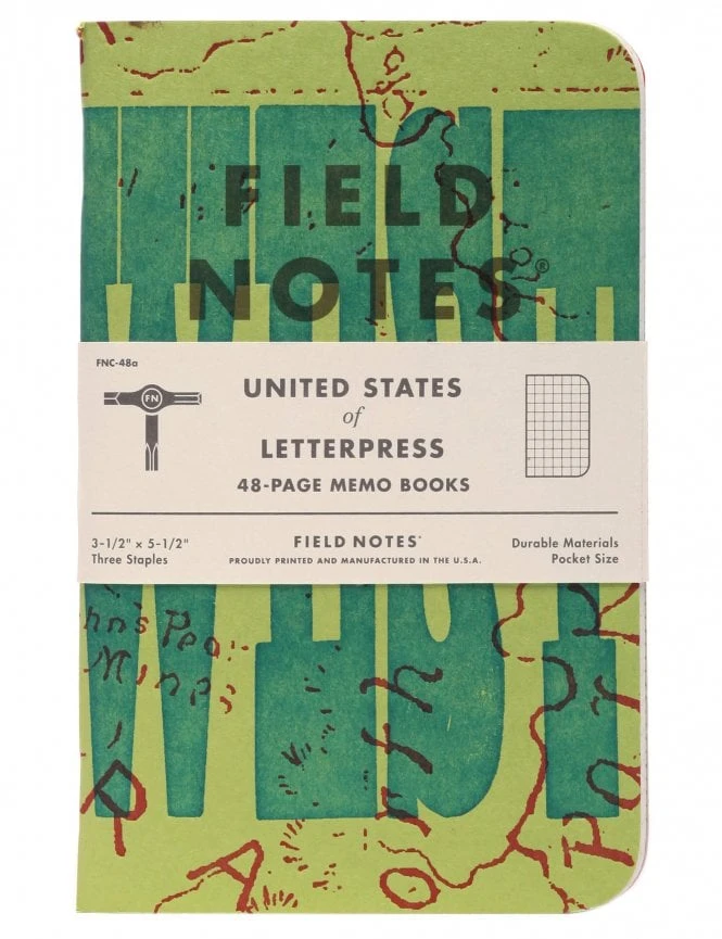 United States Of Letterpress Memo Book - Pack A 3 United States Of Letterpress Memo Book - Pack A