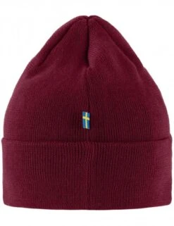 Fjallraven Bordeaux Red Vardag Classic Beanie – Vintage Logo Cuffed Knit Hat -Fatbuddha Store vardag classic beanie hat bordeaux red p36792 123768 medium