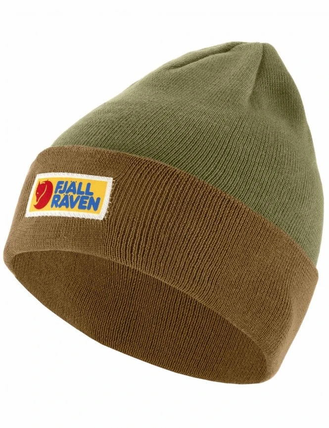 Fjallraven Vardag Classic Beanie Hat – Buckwheat Brown & Laurel Green Ribbed Knit 5 Fjallraven Vardag Classic Beanie Hat – Buckwheat Brown & Laurel Green Ribbed Knit - Image 3