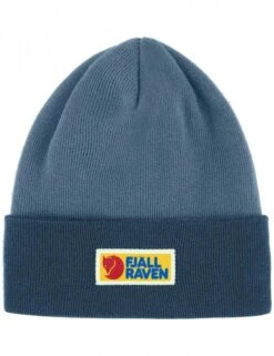 Fjallraven Vardag Classic Beanie Hat - Indigo Blue & Dawn Blue 1960 Logo Cuffed Knit Hat