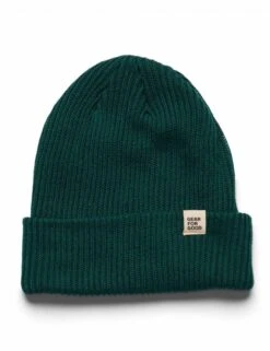 Cotopaxi Wharf Beanie Hat in Forest Green – Signature Woven Llama Patch Ribbed Knit Cuffed Beanie