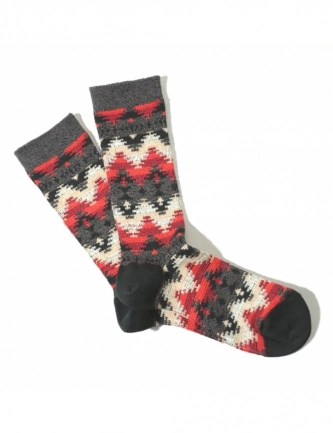 Anonymous Ism Wigwam JQ Crew Socks - Black Patterned Cotton Blend 3 Anonymous Ism Wigwam JQ Crew Socks - Black Patterned Cotton Blend