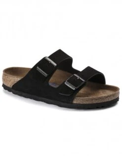 Birkenstock Women's Arizona Soft Footbed Suede Leather Sandals - Black