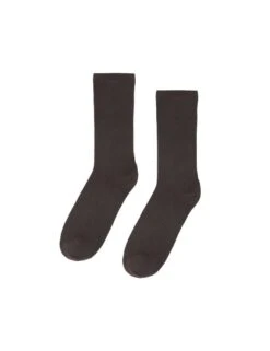 Colorful Standard Women's Coffee Brown - Merino Wool Blend Ribbed Crew Socks