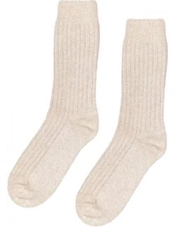 Colorful Standard Ivory White Recycled Merino Wool Blend – Bulky Above-the-Ankle Socks