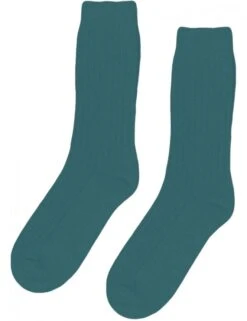 Colorful Standard Ocean Green Recycled Merino Wool Blend – Above-the-Ankle Socks