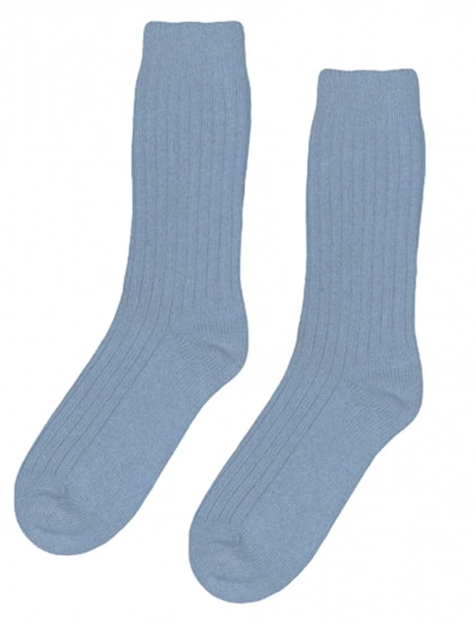 Colorful Standard Women's Stone Blue Merino Wool Blend Ribbed Crew Socks 3 Colorful Standard Women's Stone Blue Merino Wool Blend Ribbed Crew Socks