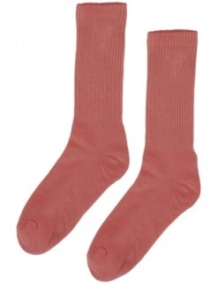 Colorful Standard Women's Organic Active Socks - Bright Coral Vibrant Sustainable Athletic Socks