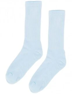 Colorful Standard Women's Organic Active Socks - Polar Blue Light Blue Ribbed Athletic Socks