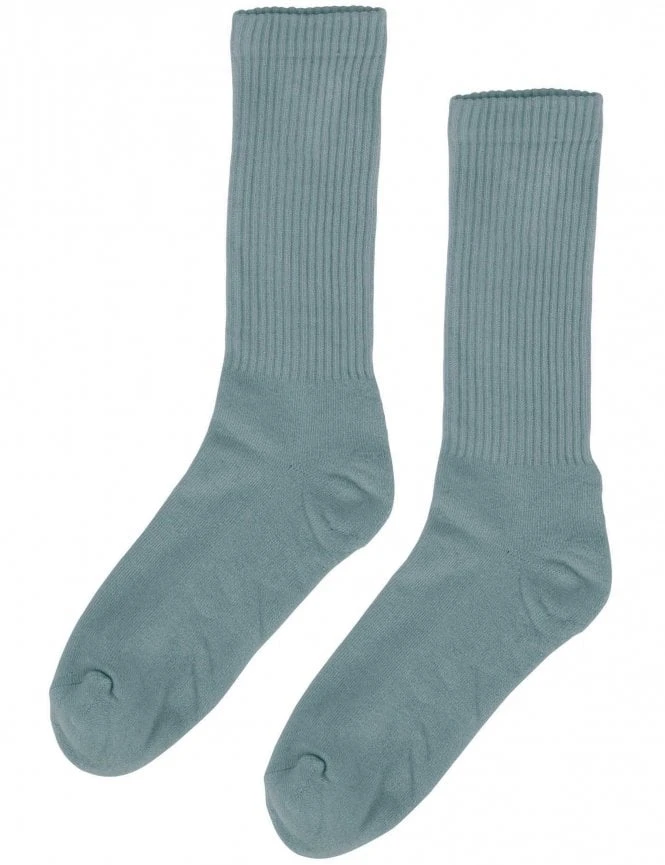 Colorful Standard Women's Organic Active Socks – Steel Blue Ribbed Sustainable Crew Socks 3 Colorful Standard Women's Organic Active Socks – Steel Blue Ribbed Sustainable Crew Socks