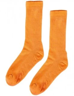 Colorful Standard Women's Organic Active Socks – Sunny Orange Ribbed Athletic Crew
