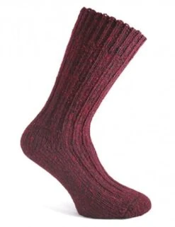 Donegal Socks - Burgundy Wool Mix Traditional Tweed Knit