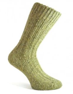 Donegal Socks Light Green Tweed Wool Mix – Traditional Irish Ribbed Boot Socks